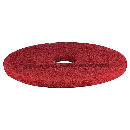 Buffer Floor Pad 5100, Red, 20", 5/Case, Removes Soil, Scratches, Scuff, and Black Shoe Heel