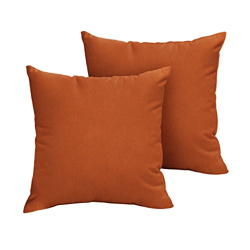 Sorra Home Indoor Outdoor Sunbrella Square Pillows, Set of 2, 20 in x 20 in, Canvas Rust Orange 2 Count