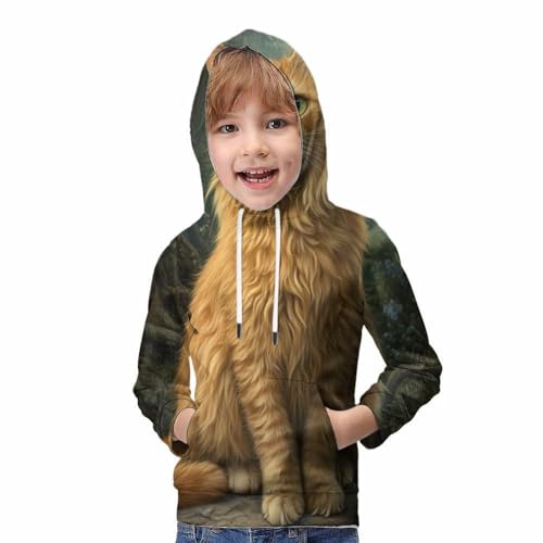 Sweat à capuche imprimé chat de la forêt vêtement d'extérieur junior de qualité - 4