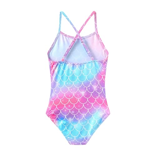 Image of iLover Girls Sparkle One Piece Swimsuits Crossback Swimwear Beach Bathing Suit with Adjustable Strap 4-10 Years