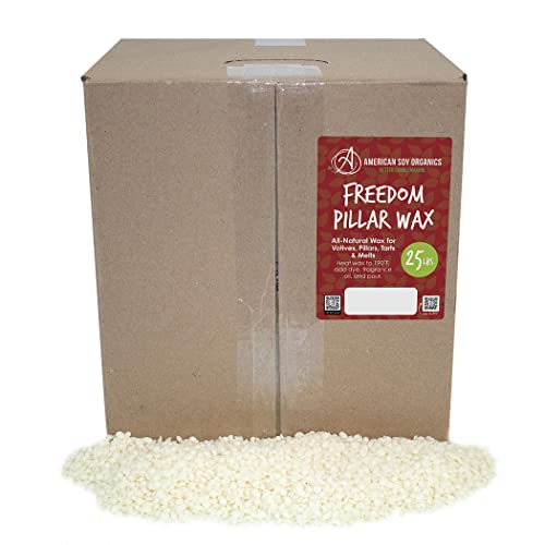American Soy Organics Freedom Soy Wax Beads for Pillar Candle Making - Natural Candle Making Supplies - Paraffin-Free,Beeswax-Free Candle Wax for Votives, Pillars, Tarts, Tealights and Wax Melts 25lbs