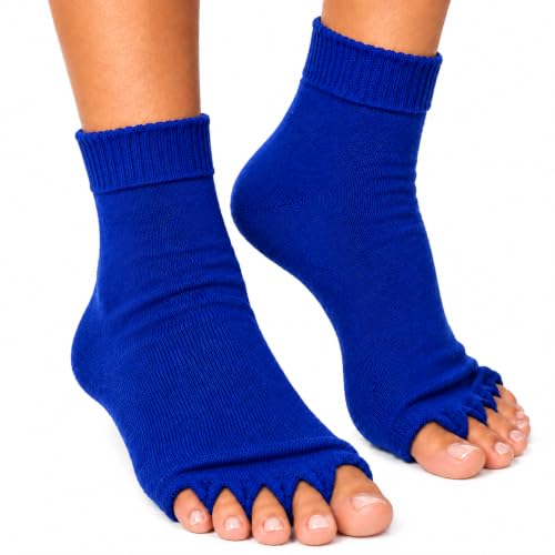 Image of Vn care Alignment Socks for Women & Men | Toe Separator for Pain Relief | Plantar Fasciitis Support | Stretch Five-Toe Design for Improved Comfort & Natural Toe Spacing | 1 Pair (royal blue, 1 Pair)