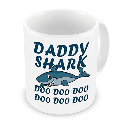 GrassVillage Daddy Shark Doo Doo Doo Mug, Cup, White, Funny, Sarcasm Mug Fathers Day Xmas 11oz