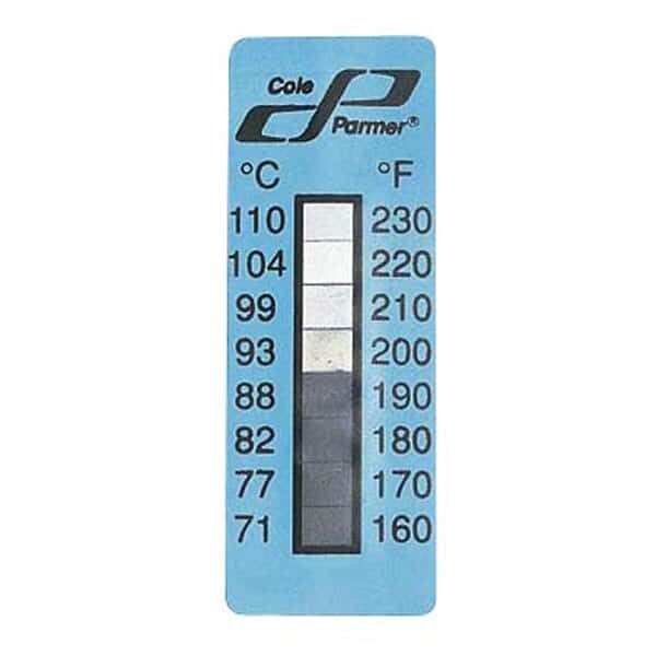 Digi-Sense Irreversible 5 to Point Vertical Temperature Label, 219 to 261°F/104 to 127°C: 10/Pk