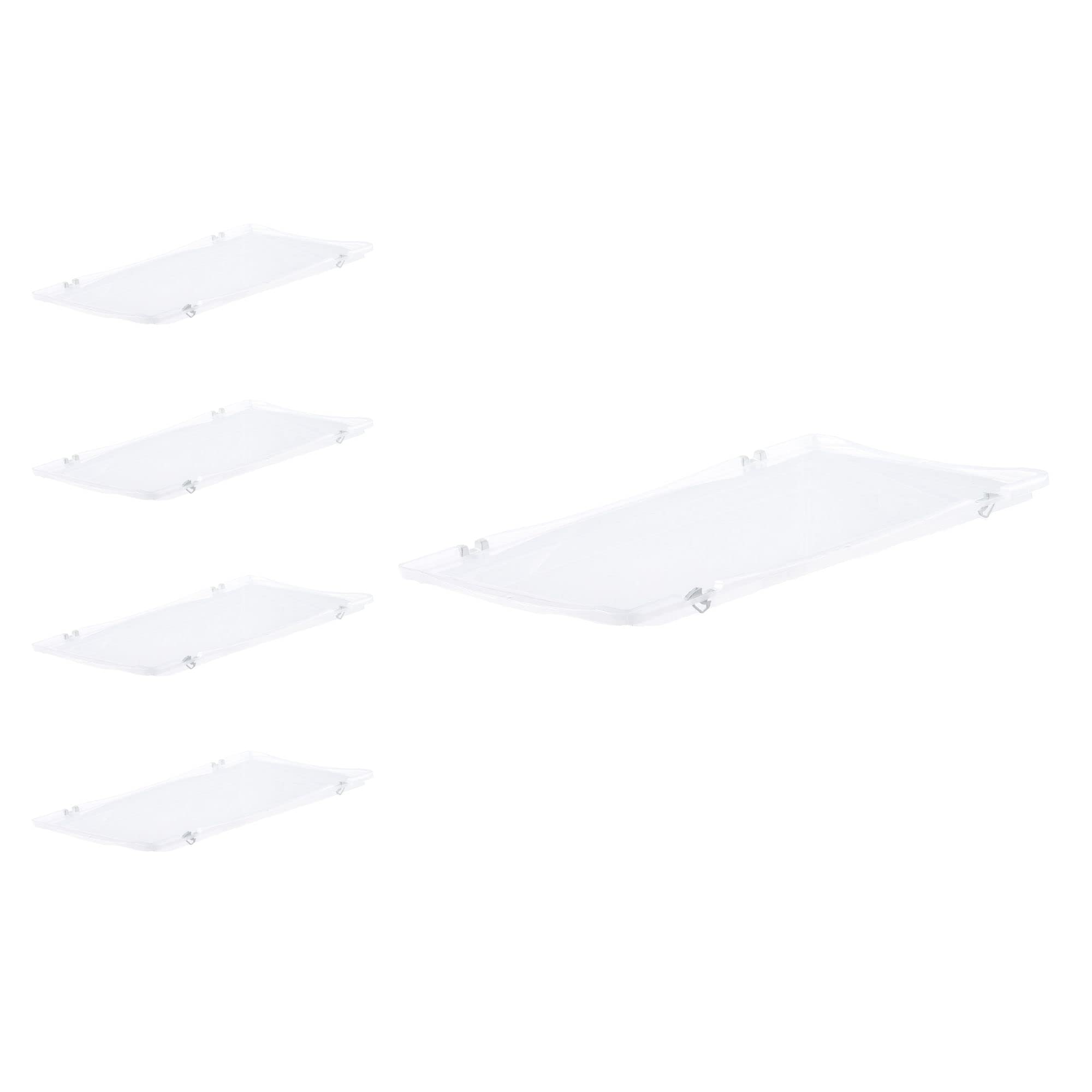 PROREGAL SuperSparSet 5x Scharnierdeckel für transparente Eurobehälter BasicLine & LightLine | BxT 40x60cm | Eurobox, Transportbox, Transportbehälter, Stapelbehälter