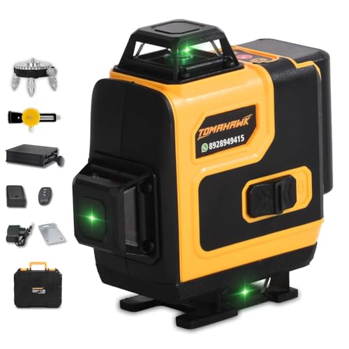 Image of TOMAHAWKOXFORD 16 Lines Green Laser Level Pro - 4x360 4D Green Cross Self-Levelling Professional Laser Line for Construction with Two 360 Vertical /Horizontal Laser Level Pulse Mode