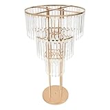 Golden Vase Crystal Flower Stand with Removable 3 Tier Round Crystal Chandelier for Wedding Wayfinding Stage Flower Arrangement Decoration (19.69 * 38.58in)