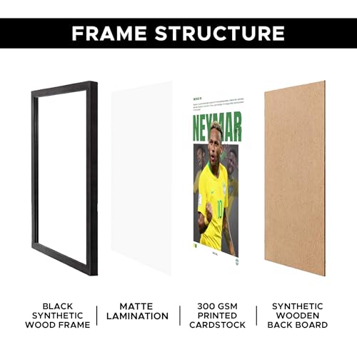 Image of CodersParadise Neymer JR Brazil Football Poster Frame | Premium A4 Framed Wall Art for Bedroom, Office & Gaming Setup | Iconic No.10 Soccer Tribute Decor for Fans & Collectors