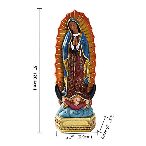 Lependor Our Lady Of Guadalupe The Blessed Virgin Mary Resin Statue Sculpture, The Blessed Mother Of The Immaculate Comception Home Madonna Figurine - Colored Our Lady #TOP6