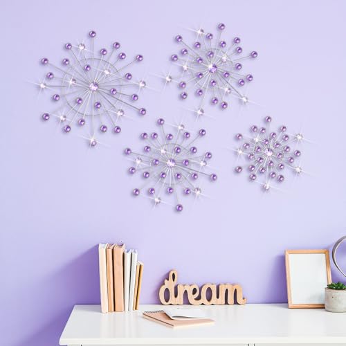 Blulu 4 Pcs Purple Wall Art Metal Starburst Decor Lavender Wall Decor by Blulu - Used condition - Image 6