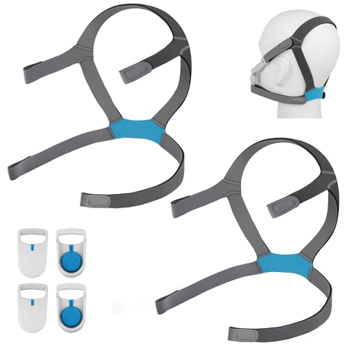 Hecatelly 2 Pack Replacement F40 Headgear and 2 Pairs Magnetic Clips for AirFit F40 HeadgearComfortable Adjustable Head Strap Replacement for Resmed F40 Full Face Mask-Standard/Medium Size