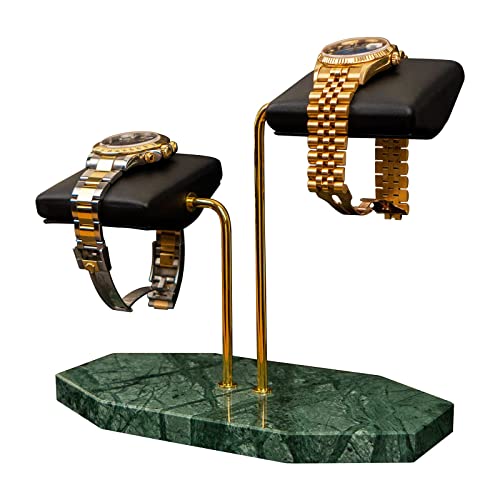 Watch stand watch display stand watch holder -Two watch Handcrafted (Royal Verde Watch Stand)