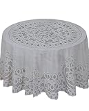 Dependable Industries inc. Essentials Elegant Vinyl Crochet Lace Tablecloth - Durable, Wipeable & Decorative for Dining Room & Kitchen (White, 70' Round)