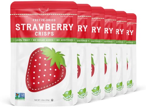 Nature's Turn Freeze-Dried Fruit Snacks, Strawberry Crisps, Pack of 6 (1.2 oz Each)