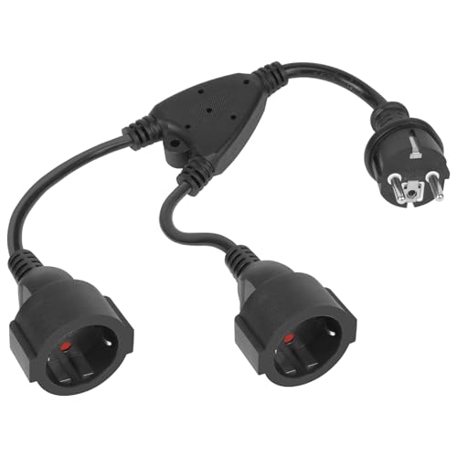 URAQT Cable alargador de Contacto Protector,250 V/16 A,Cable alargador Corto con 2 enchufes,Enchufe múltiple IP44 para Cocina,Oficina,hogar