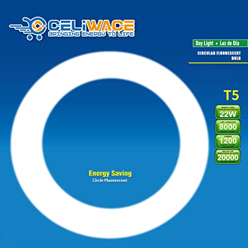 Celiwace 7 Inch T5 22W Circular Fluorescent Bulb Fcl Round Light Replacement For Zadro Floxite Rialto Makeup Magnifying Vanity Mirror Daylight 2 Pack #TOP2