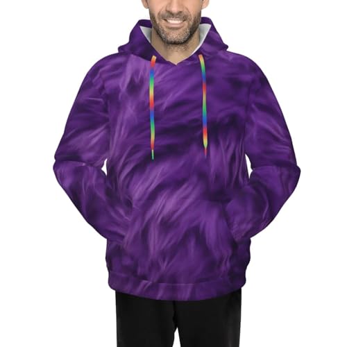 Fashion Men'S Hoodies Pullover Long Sleeve Hoody Purple Print Hooded Sweatshirt With Pocket 7