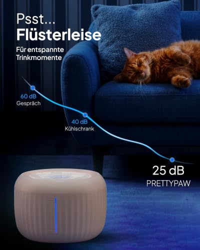 Pretty Paw Katzenbrunnen mit Leiser Pumpe, LED und Aktivkohlefilter, 2,5L – Ansicht 4