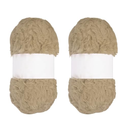Fil épais duveté imitation fourrure kaki pour couvertures et pulls