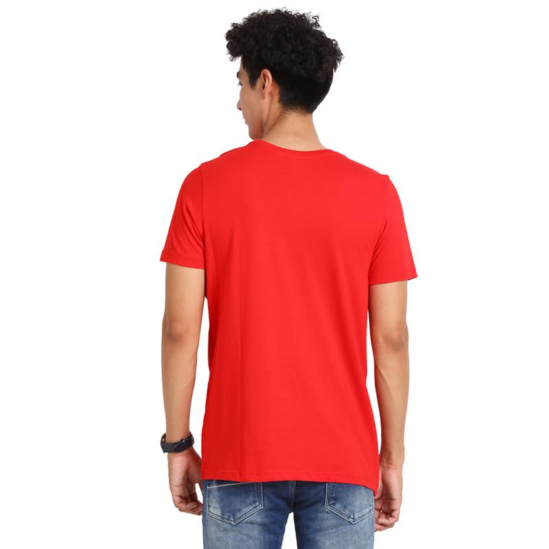 Image of Turtle Men Essential 100% Cotton Red Chest Printed Round Neck Half Sleeve Casual T-Shirt || Pure Cotton T-Shirt|| Slim Fit t-Shirt