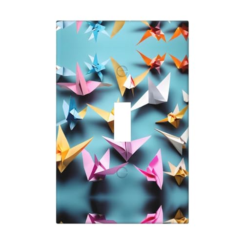 Cubiertas de salida con impresión de grúas de papel de origami, 1 placa de pared de tamaño estándar, cubiertas de placas frontales de policarbonato de doble salida