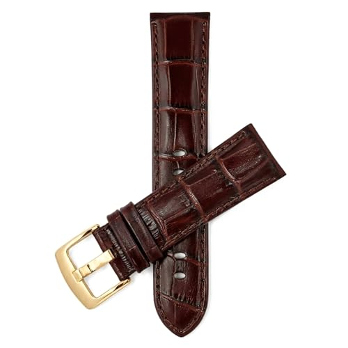 Image of Bandini Mens Leather Watch Band - Extra Long & Regular, Premium Top Grain Alligator Embossed Strap, Durable Upgrade Replacement, Comfortable Leather, Fits Large Wrists, 18mm to 38mm