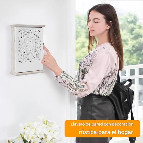 Portallaves de Madera de Diseño Moderno Caja Organizadora Elegante para Pared de Oficina 4