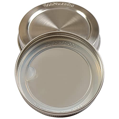 Ecopeaceful 316 Surgical Stainless Steel Mason Jar Lids Regular Mouth,Original Design,Stackable W/ Pull-Tab Silicone Seal. Rust-Proof thumb #5
