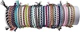 Carykon 12 Pack Friendship Bracelet Handwoven Cotton Linen Bracelet Adjustable Size Unisex(Random Color)