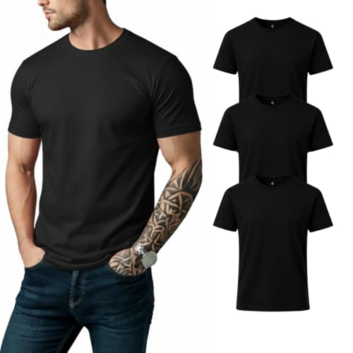 Image of Men's 100% Cotton Crew Neck T-Shirt Multipack Regular Fit Soft Tee