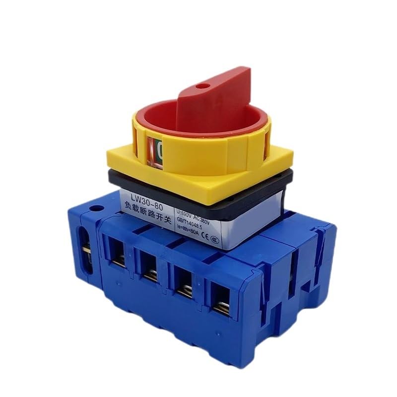 80A Disconnect Switch Three-Phase Five Wire Load Isolation Power Cut-Off Silver Contact Rotary Cam Switch