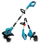 Motobineuse sans fil pour batterie Makita 18 V, motobineuse électrique avec moteur sans balais, hauteur réglable, largeur de travail 20 cm, profondeur de travail 15 cm, pour jardins et cours (sans