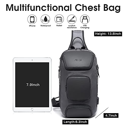 Image of BANGE Sling Bag, Waterproof Shoulder Bag for Men, Casual Sports Sling Bag, Every Day Bag for Men