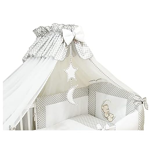 4tlg. Moskitonetz Betthimmel mit Himmelstange Babybett Baby-Moskitonetz 480cm (Grau)