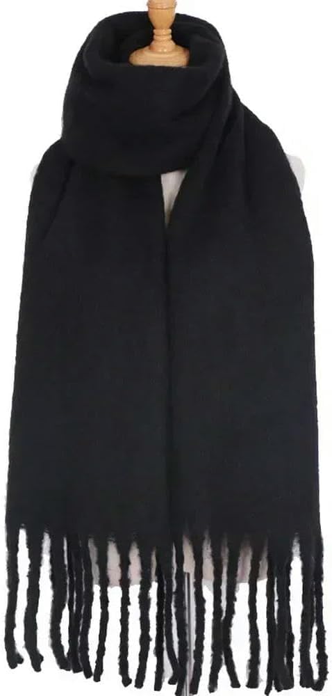 Sciarpa Tinta Unita per Donna Super Spessa Calda in Inverno Grande Scialle Sciarpa da Neve in Peluche Design di Marca di Lusso Unisex, White