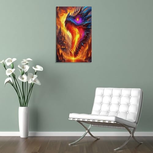 Tableau dragon du mal 50x75 cm décoration murale en toile