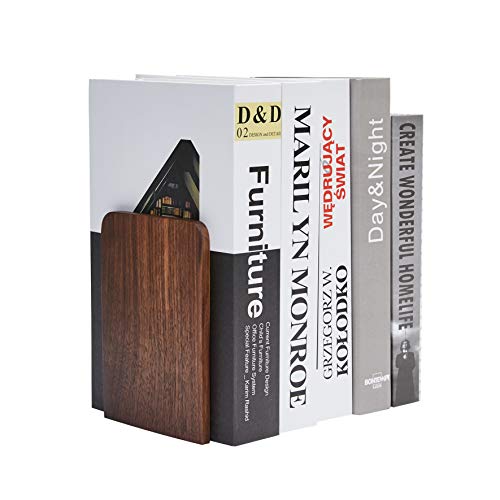 Pandapark Wood Bookends,Non-Skid Bookend for Shelves,Heavy Duty Bookends,Book Stand for Books/CDs,1 Pair
