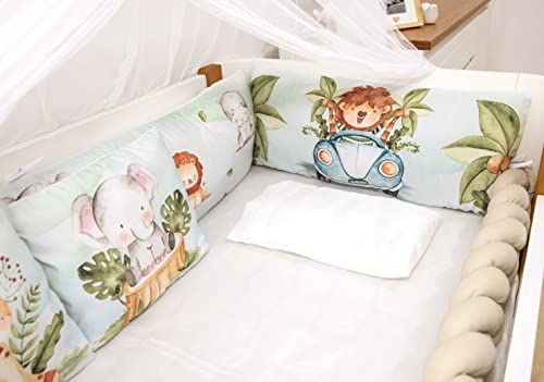 Kit Para Berço Americano Completo Com Protetor e Varias Estampas (Safari na Selva)