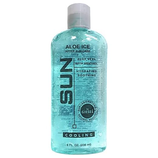 Sun Laboratories by Giesee Gel de gelo de Aloe Vera – Gel de Aloe Vera orgânico puro, loção pós-sol com Aloe para alívio de queimaduras solares, gel de Aloe Vera natural para recuperação de