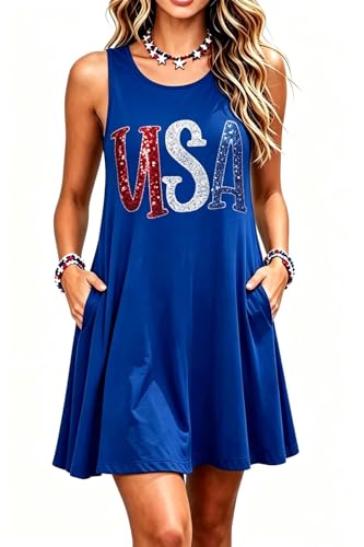 Image of Womens Sleeveless Casual Funny Patterned Holiday Dresses