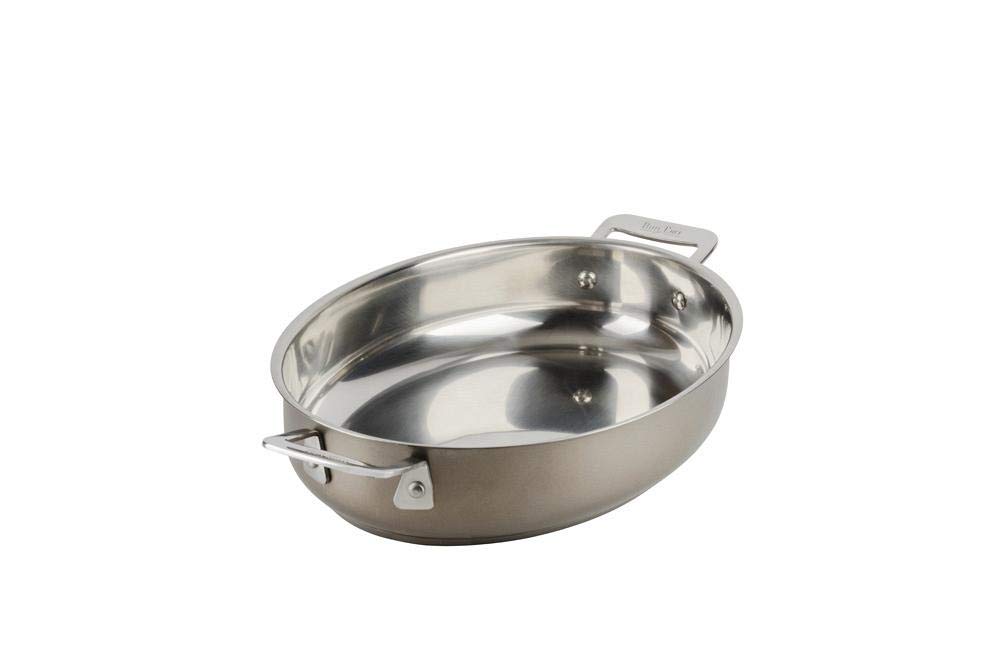 Bon Chef 60002TAUPE 12 in. Hotstone Taupe Cucina Oval Au Gratin - Induction Bottom