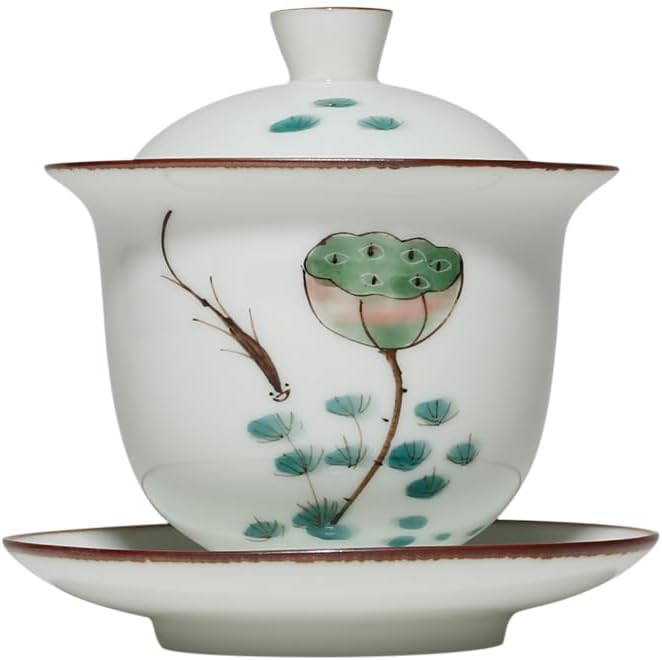 GSOUL Kungfu Tea cup Travel Coffee Cup Hand-painted Covered Bowl Kung Fu Tea Set Household Ceramic Retro Small Tea Cups