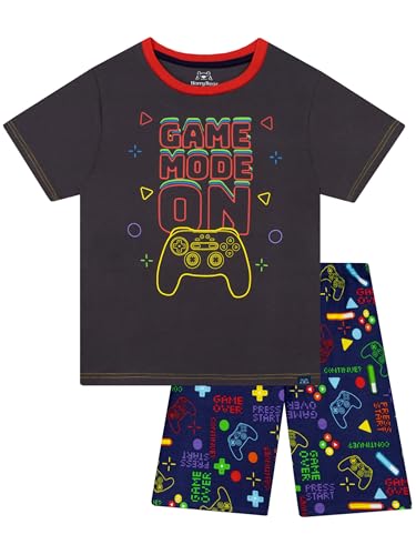 Harry Bear Pyjama Gaming | Pyjamas Garçon A Manches Courtes | Pyjama Gamer pour Garçon | Ensemble De Pyjamas pour l'Été | Bleu 11-12 Ans