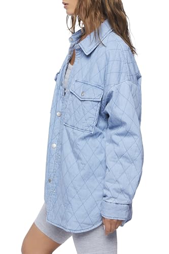Forever 21 Women's Quilted Dolphin-Hem Shacket2