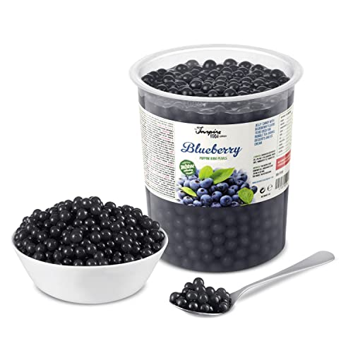 INSPIRE FOOD Bubble Tea Popping Boba Arándano azul 1 Kilogram | Prepara delicioso boba tea en casa | listo para usar sin necesidad de cocinar