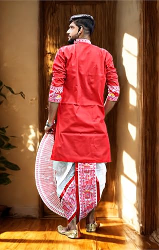 Image of Pure Cotton Full Sleeves Kurta with dupion silk Dhoti pant set (701)