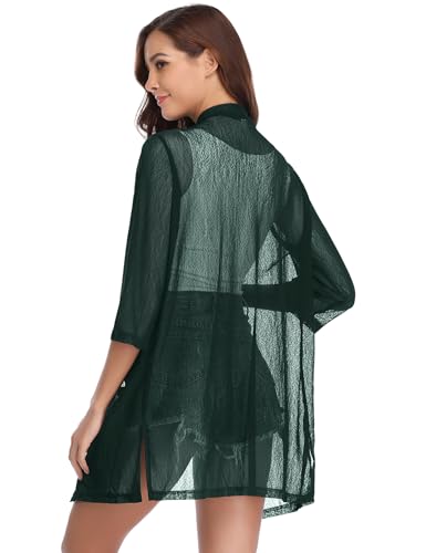 Image of iClosam Women Casual 3 /4 Sleeve Sheer Open Front Cardigan Sweater Kimono