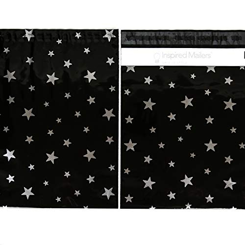 Image of Inspired Mailers - Poly Mailers Variety Pack of 30 (10 Each: 6x9, 10x13, 14.5x19 Sizes) - Silver Stars Deluxe - Assorted Sizes Shipping Bags - Multi-Size Envelopes