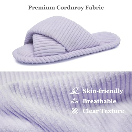 Image of GOEWY Slippers for Women Memory Foam House Bedroom Corduroy Crossbands Open Toe Slides Sandals Shoes Comfy Trendy Gift for womens Anti-Skid sole
