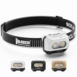 WUBEN H4 Torcia frontale a LED ricaricabile, 800 lumen, IP68, impermeabile, sensore di movimento, torcia da testa 10 modalità con luce rossa, per campeggio, pesca e escursionismo